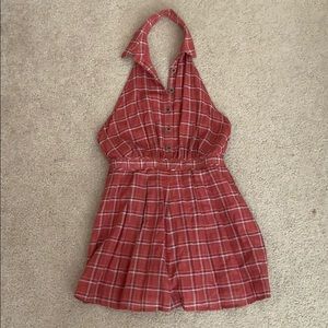Urban Outfitters Plaid Backless Romper